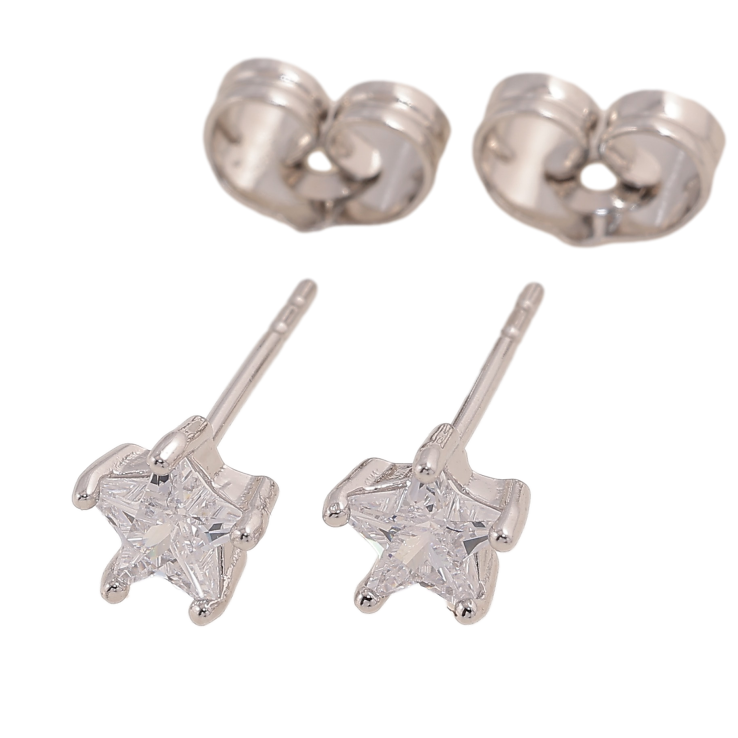 Серьги Xuping цвет Родий пусеты "Кристальные звездочки" ø 6мм фото №3