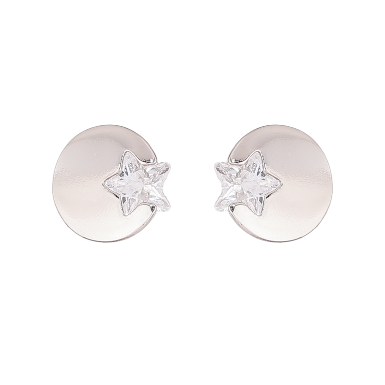 Сережки Xuping колір Родій пусети "Кола з кристальними зірками" фото №3