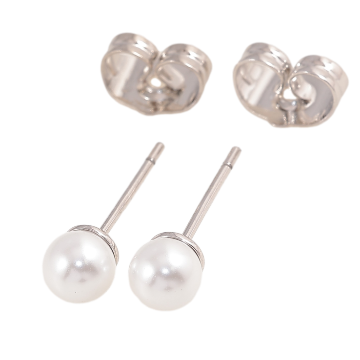 Сережки Xuping колір Родій пусети "Перлини" ø 5мм фото №3 Сережки Xuping колір Родій пусети "Перлини" ø 5мм фото №3