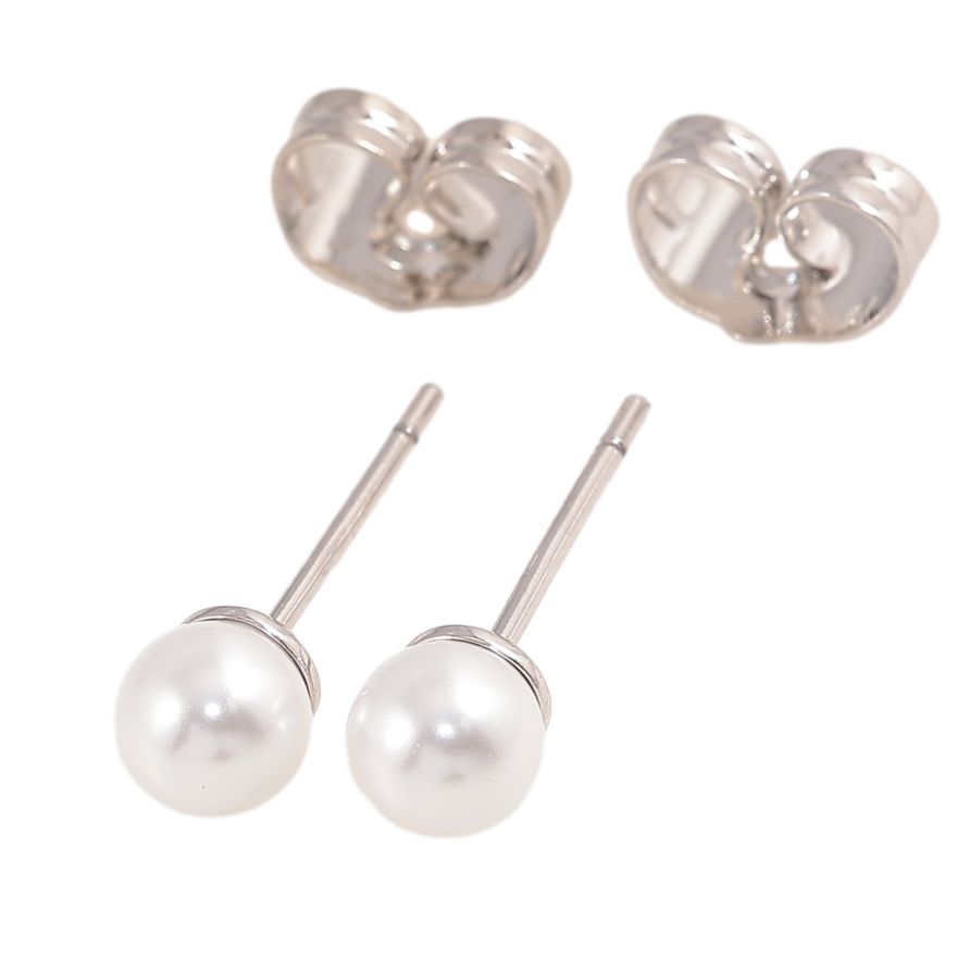 Сережки Xuping колір Родій пусети "Перлини" ø 5мм фото №1 Сережки Xuping колір Родій пусети "Перлини" ø 5мм фото №1