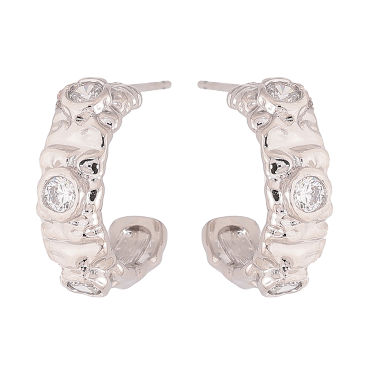 Сережки Xuping колір Родій пусети "Дуги з вставками кристалів" фото №5