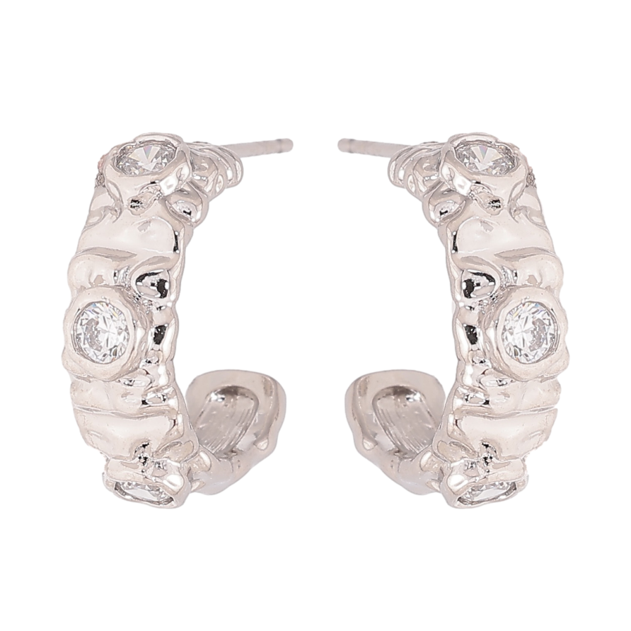 Сережки Xuping колір Родій пусети "Дуги з вставками кристалів" фото №1
