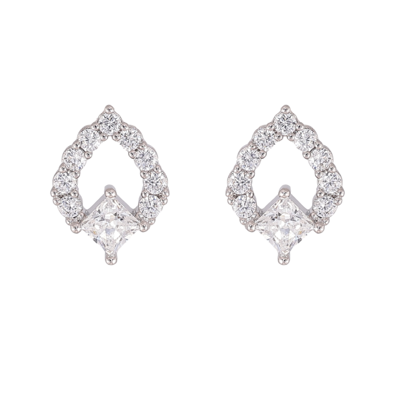 Серьги Xuping цвет Родий пусеты "Узор с кристаллами" фото №1 Серьги Xuping цвет Родий пусеты "Узор с кристаллами" фото №1