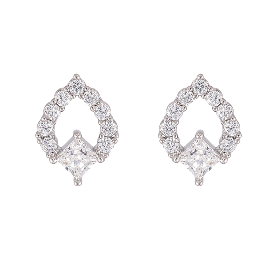 Серьги Xuping цвет Родий пусеты "Узор с кристаллами" фото №1 Серьги Xuping цвет Родий пусеты "Узор с кристаллами" фото №1