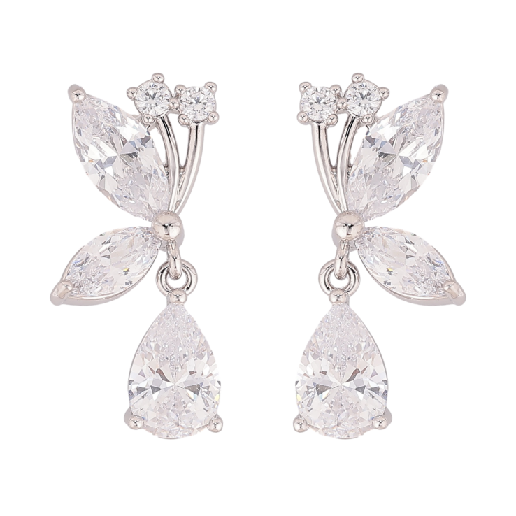 Сережки Xuping колір Родій пусети "Кристальні підвіски" фото №20