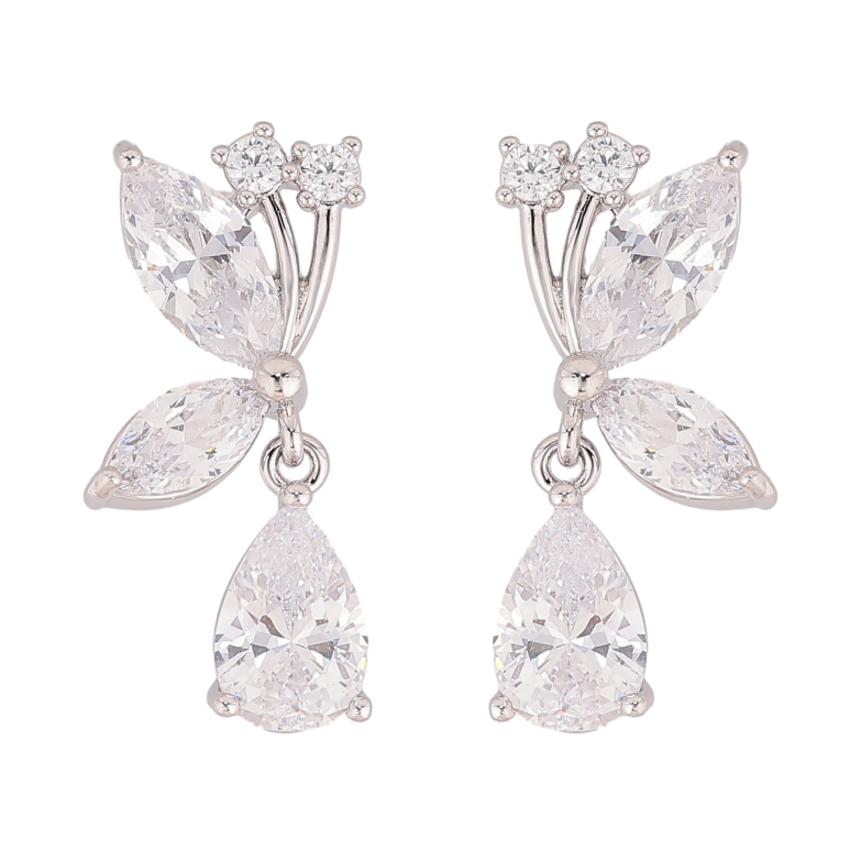 Сережки Xuping колір Родій пусети "Кристальні підвіски" фото №5