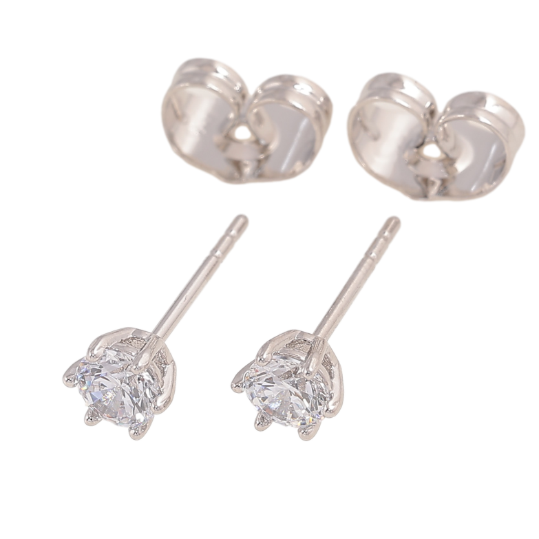 Сережки Xuping колір Родій пусети "Кристали в 6-ти крапановій оправі" ø 4мм фото №3 Сережки Xuping колір Родій пусети "Кристали в 6-ти крапановій оправі" ø 4мм фото №3