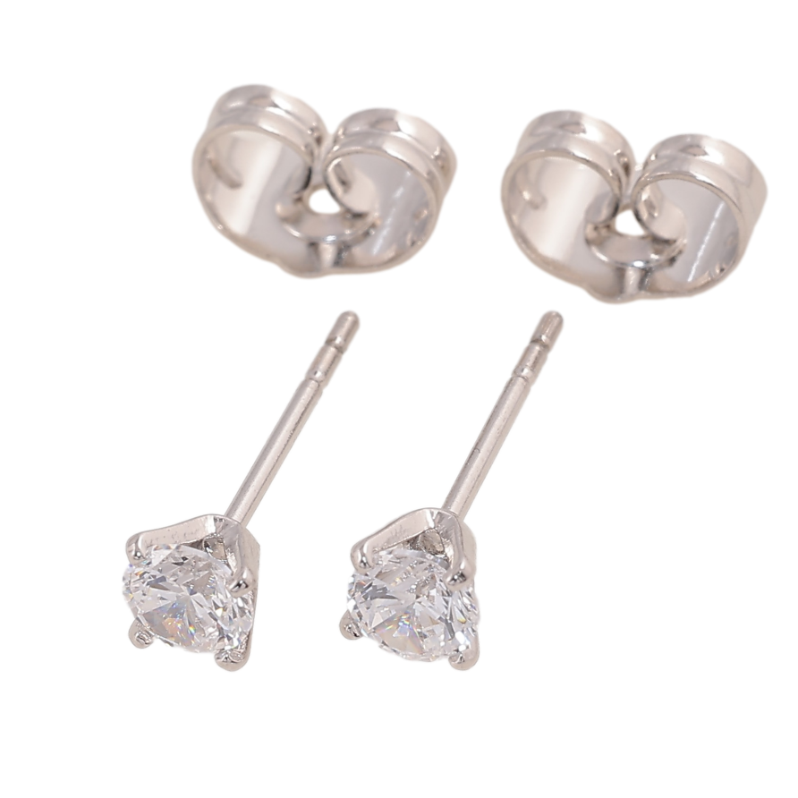 Сережки Xuping колір Родій пусети "Кристали в 4-х крапановій оправі" ø 4мм фото №1