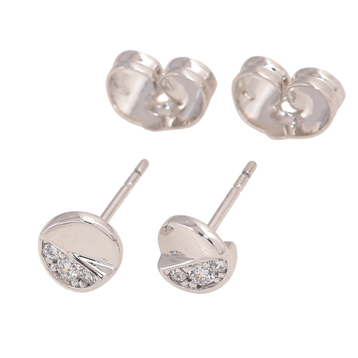 Сережки Xuping колір Родій пусети "Візерунок з кристалами" фото №24