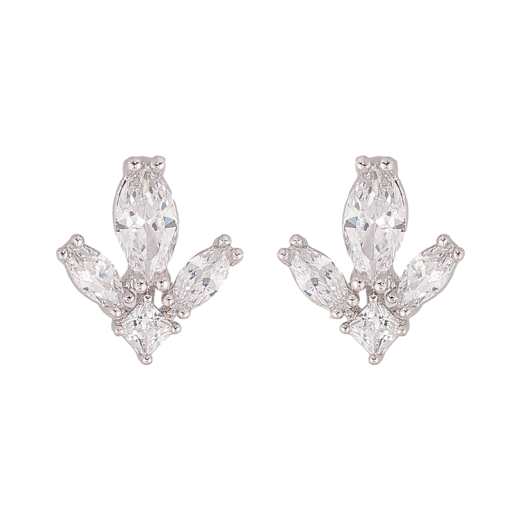 Сережки Xuping колір Родій пусети "Кристальні листочки" фото №7