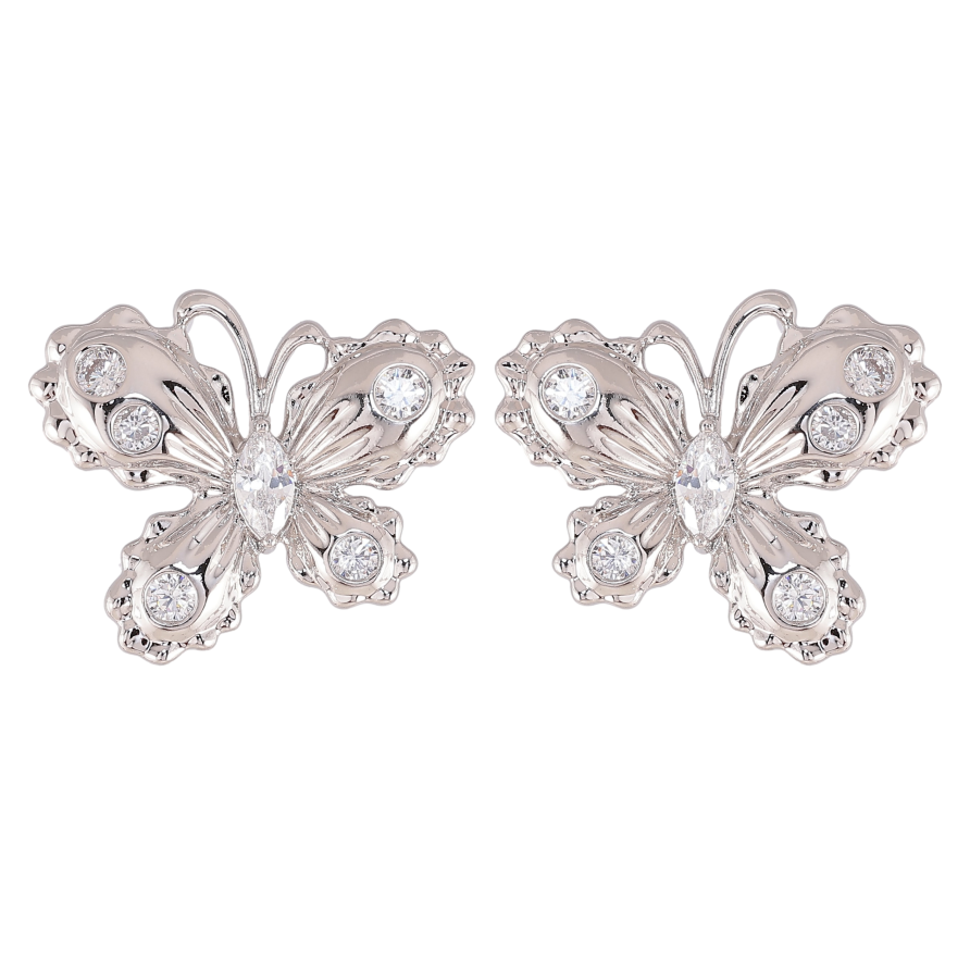 Серьги Xuping цвет Родий пусеты "Бабочки" фото №1