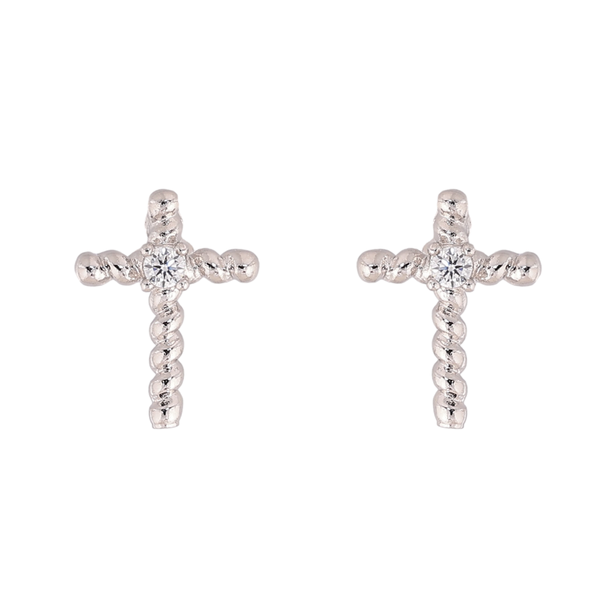 Сережки Xuping колір Родій пусети "Хрестики з кристалами" фото №1 Сережки Xuping колір Родій пусети "Хрестики з кристалами" фото №1