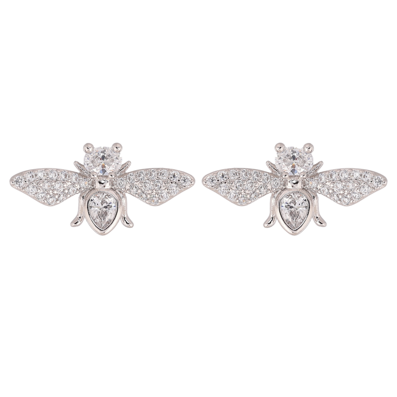 Серьги Xuping цвет Родий пусеты "Кристальные мушки" фото №1