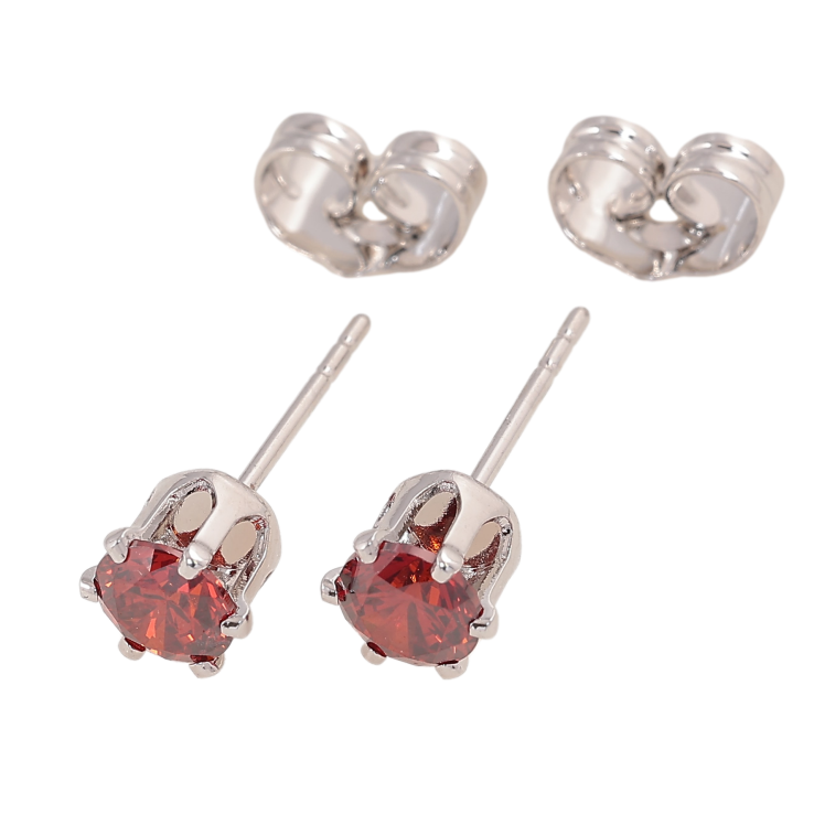 Серьги Xuping цвет Родий пусеты "Красные кристаллы в 6-ти крапановой оправе" ø 5мм фото №10