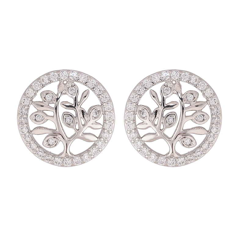 Серьги Xuping цвет Родий пусеты "Дерево в колечке" фото №3