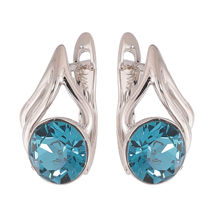Серьги Xuping цвет Родий с кристаллами Swarovski английский замок "Узор с кристаллами Blue Zircon" фото №18 Серьги Xuping цвет Родий с кристаллами Swarovski английский замок "Узор с кристаллами Blue Zircon" фото №18