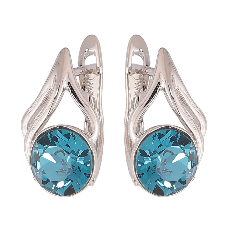 Серьги Xuping цвет Родий с кристаллами Swarovski английский замок "Узор с кристаллами Blue Zircon" фото №4 Серьги Xuping цвет Родий с кристаллами Swarovski английский замок "Узор с кристаллами Blue Zircon" фото №4