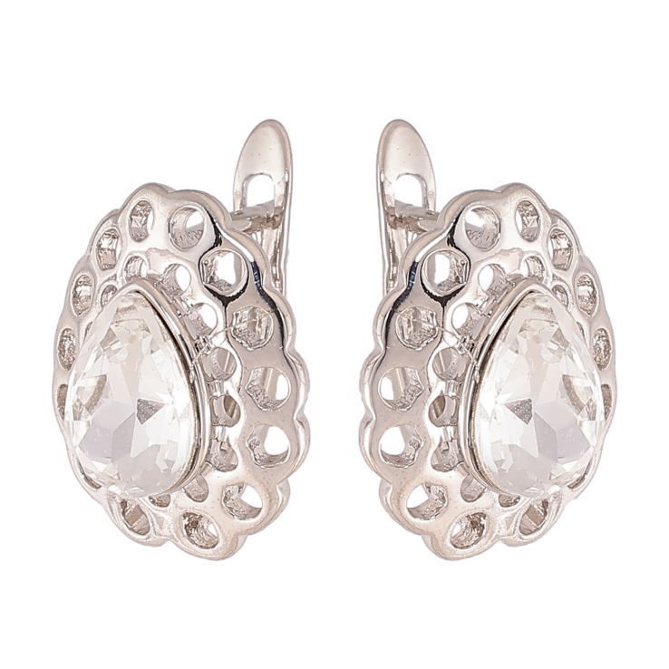 Серьги Xuping цвет Родий с кристаллами Swarovski английский замок "Узор с кристаллами Clear" фото №22 Серьги Xuping цвет Родий с кристаллами Swarovski английский замок "Узор с кристаллами Clear" фото №22