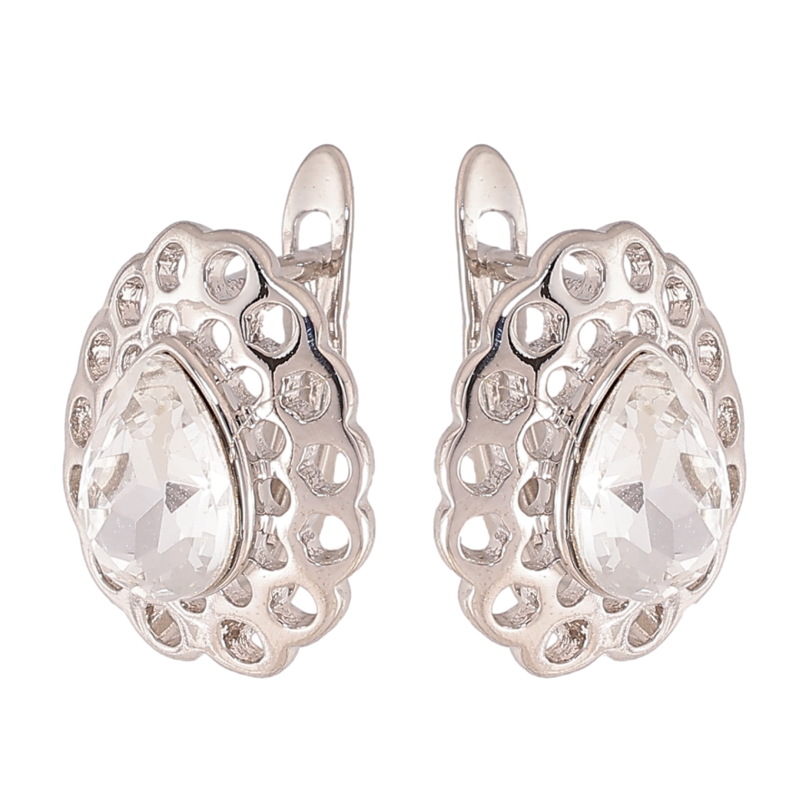 Серьги Xuping цвет Родий с кристаллами Swarovski английский замок "Узор с кристаллами Clear" фото №1 Серьги Xuping цвет Родий с кристаллами Swarovski английский замок "Узор с кристаллами Clear" фото №1