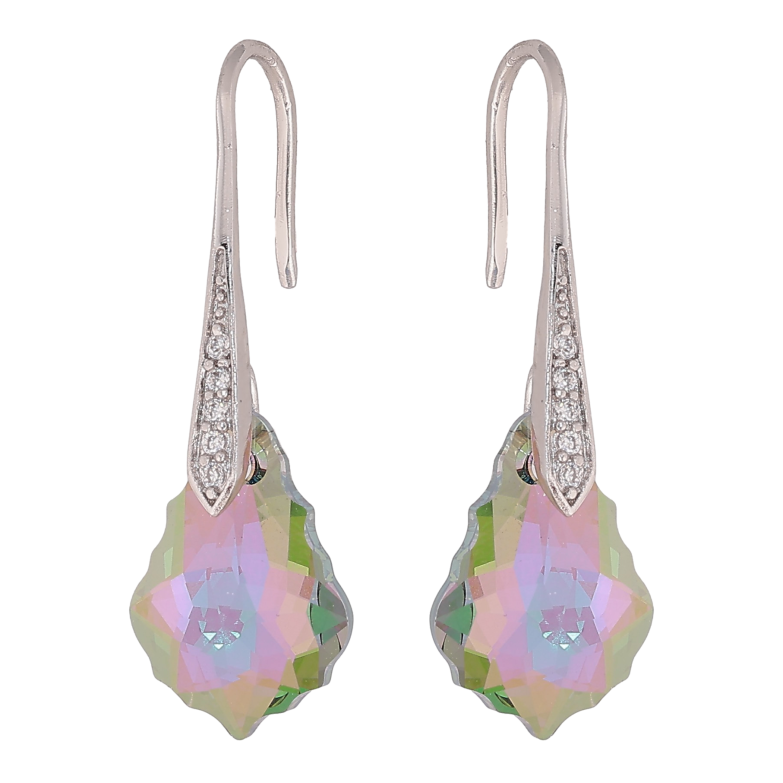 Серьги Xuping цвет Родий с кристаллами Swarovski французский замок "Фигурный кристалл Vitrail Light" фото №1