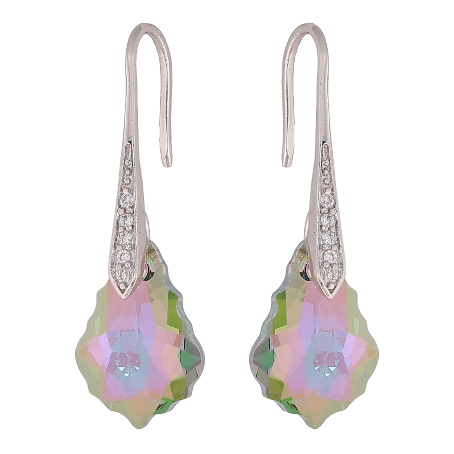 Серьги Xuping цвет Родий с кристаллами Swarovski французский замок "Фигурный кристалл Vitrail Light" фото №1 Серьги Xuping цвет Родий с кристаллами Swarovski французский замок "Фигурный кристалл Vitrail Light" фото №1