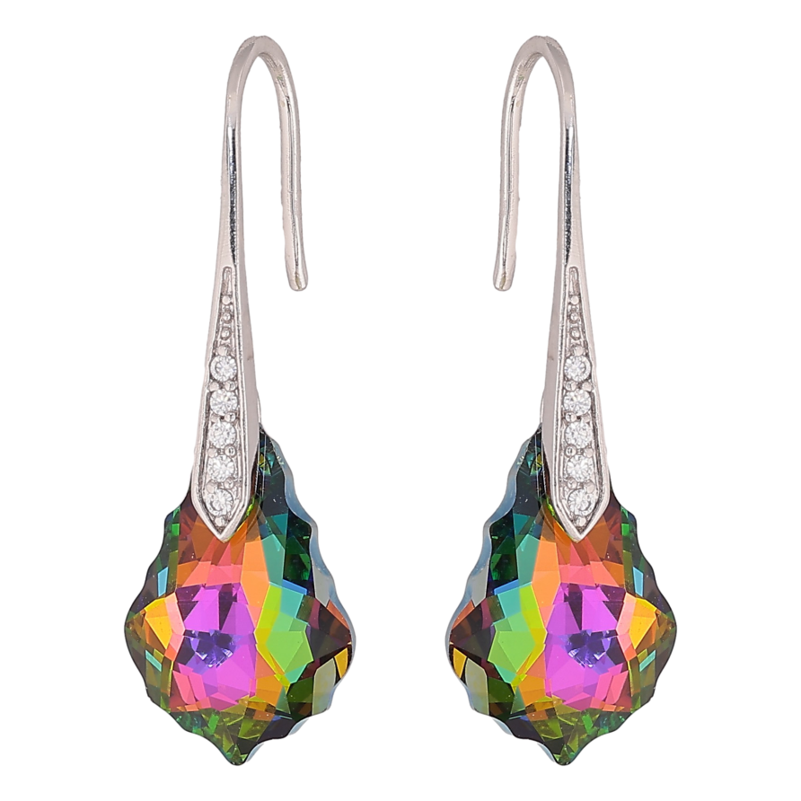 Серьги Xuping цвет Родий с кристаллами Swarovski французский замок "Фигурный кристалл Vitrail Medium" фото №1