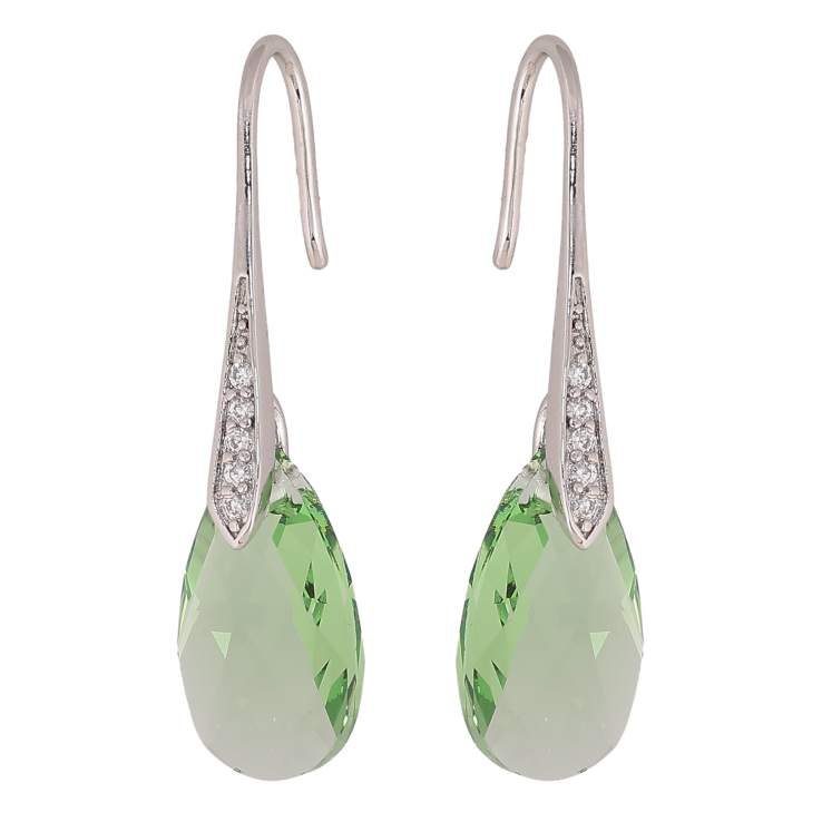Сережки Xuping колір Родій з кристалами Swarovski французький замок "Грушоподібні кристали Peridot" фото №4 Сережки Xuping колір Родій з кристалами Swarovski французький замок "Грушоподібні кристали Peridot" фото №4