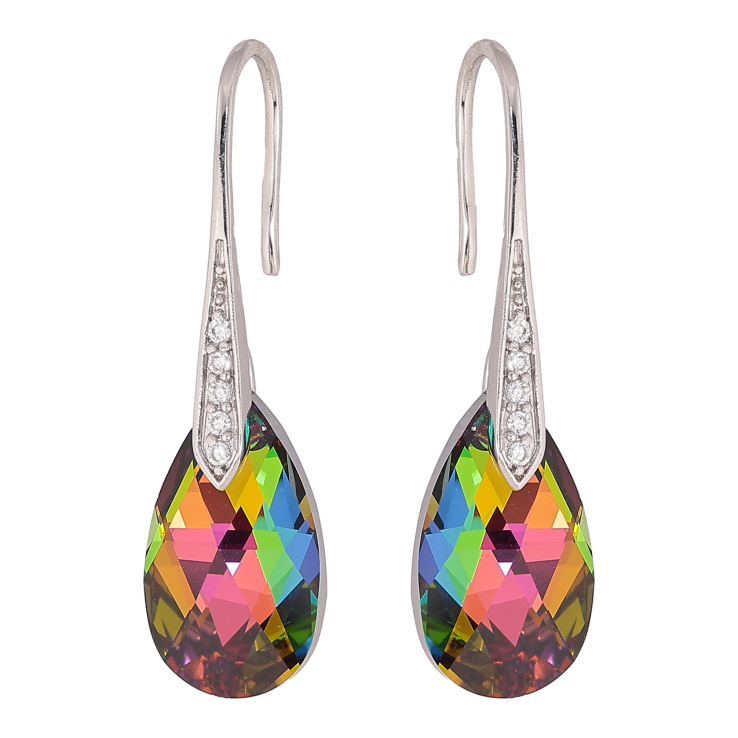 Сережки Xuping колір Родій з кристалами Swarovski французький замок "Грушоподібні кристали Vitrail Medium" фото №3 Сережки Xuping колір Родій з кристалами Swarovski французький замок "Грушоподібні кристали Vitrail Medium" фото №3