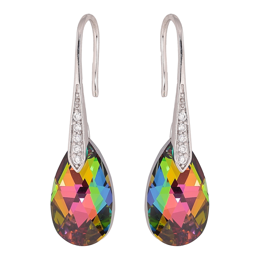 Серьги Xuping цвет Родий с кристаллами Swarovski французский замок "Грушевидные кристаллы Vitrail Medium" фото №1 Серьги Xuping цвет Родий с кристаллами Swarovski французский замок "Грушевидные кристаллы Vitrail Medium" фото №1