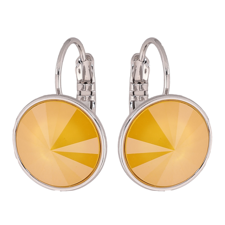 Серьги Xuping цвет Родий с кристаллами Swarovski французский замок "Кристалл Buttercup на дужке" ø 14мм фото №1