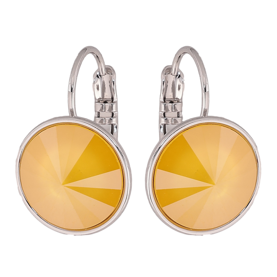 Серьги Xuping цвет Родий с кристаллами Swarovski французский замок "Кристалл Buttercup на дужке" ø 14мм фото №1