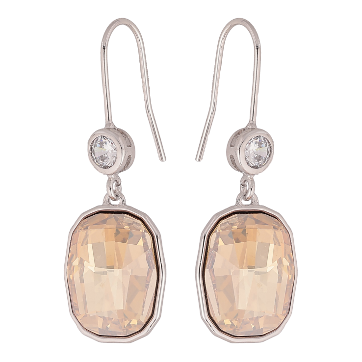 Сережки Xuping колір Родій з кристалами Swarovski французький замок "Кристал Golden Shadow" фото №8 Сережки Xuping колір Родій з кристалами Swarovski французький замок "Кристал Golden Shadow" фото №8