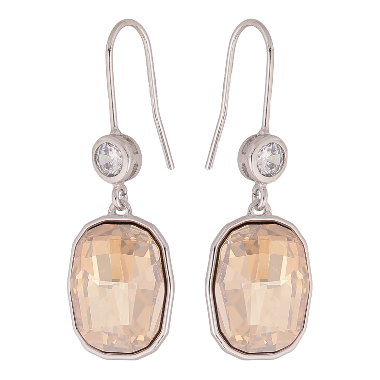 Серьги Xuping цвет Родий с кристаллами Swarovski французский замок "Кристалл Golden Shadow" фото №1