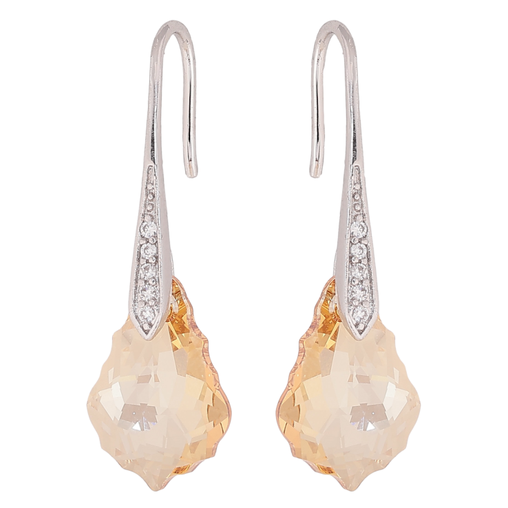 Серьги Xuping цвет Родий с кристаллами Swarovski французский замок "Кристалл Golden Shadow" фото №4 Серьги Xuping цвет Родий с кристаллами Swarovski французский замок "Кристалл Golden Shadow" фото №4