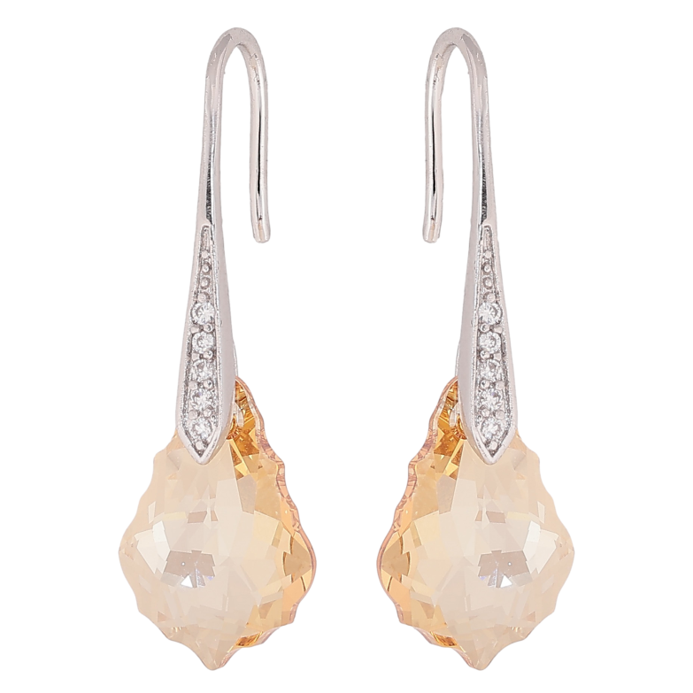 Серьги Xuping цвет Родий с кристаллами Swarovski французский замок "Кристалл Golden Shadow" фото №1