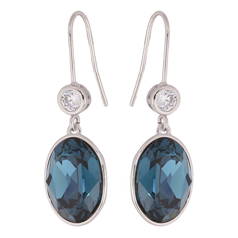 Сережки Xuping колір Родій з кристалами Swarovski французький замок "Кристал Montana" фото №1