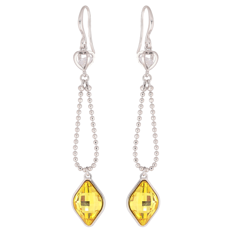 Серьги Xuping цвет Родий с кристаллами Swarovski французский замок "Кристалл Sunflower на цепочке" фото №6