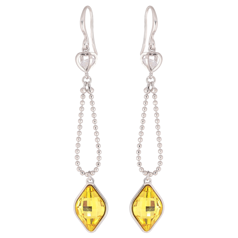 Сережки Xuping колір Родій з кристалами Swarovski французький замок "Кристал Sunflower на ланцюжку" фото №2