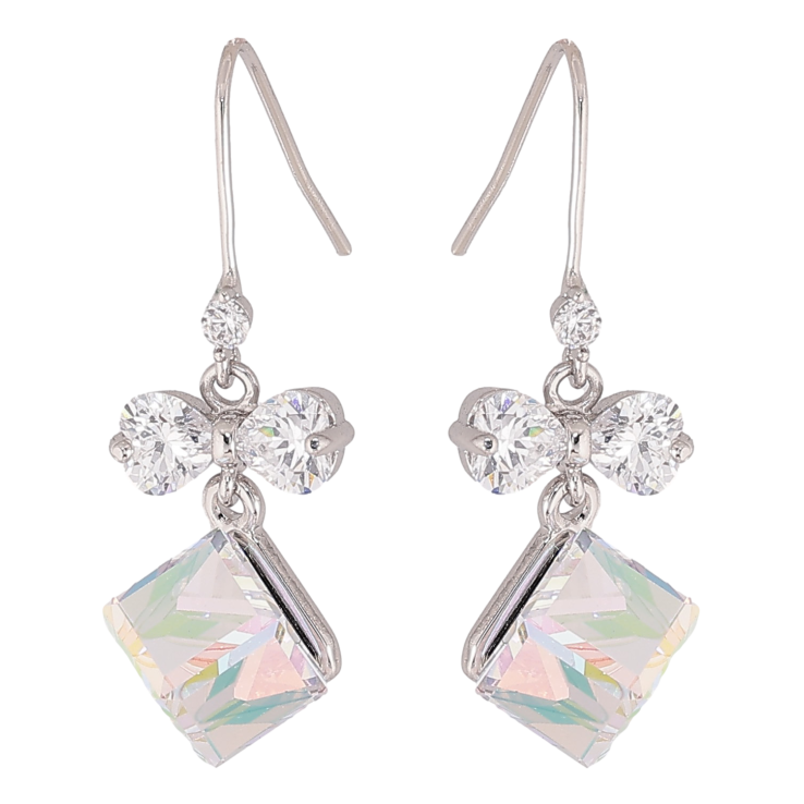 Серьги Xuping цвет Родий с кристаллами Swarovski французский замок "Кристальные кубики Shimmer с бантами" фото №15 Серьги Xuping цвет Родий с кристаллами Swarovski французский замок "Кристальные кубики Shimmer с бантами" фото №15