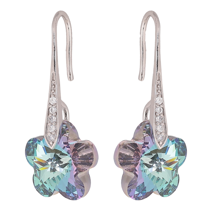 Серьги Xuping цвет Родий с кристаллами Swarovski французский замок "Кристальные цветочки Paradise Shine" фото №9 Серьги Xuping цвет Родий с кристаллами Swarovski французский замок "Кристальные цветочки Paradise Shine" фото №9