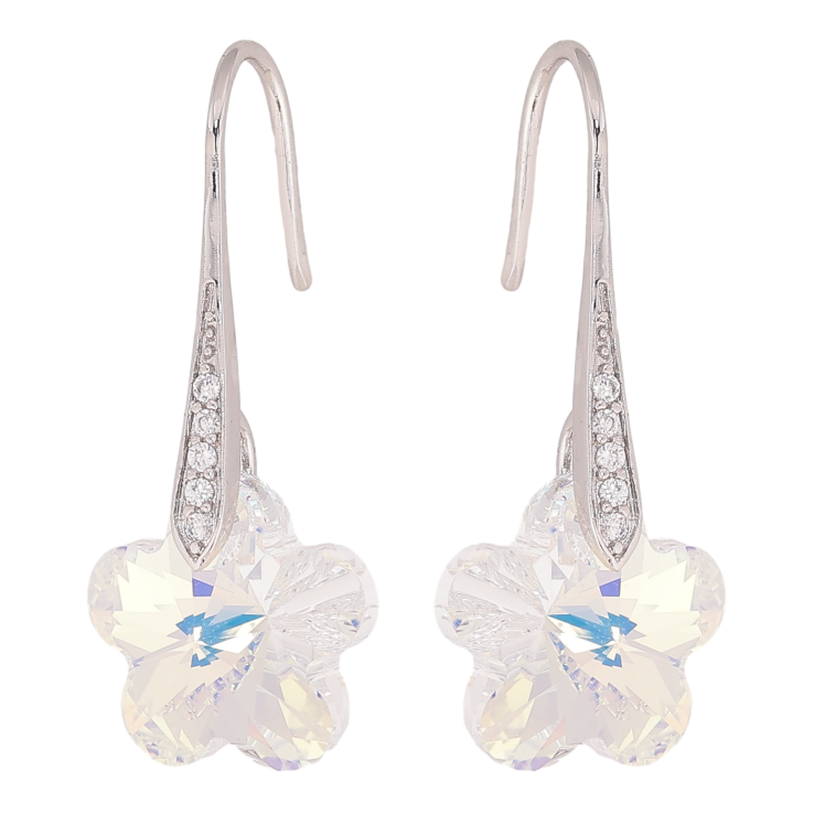 Серьги Xuping цвет Родий с кристаллами Swarovski французский замок "Кристальные цветочки Shimmer" фото №8 Серьги Xuping цвет Родий с кристаллами Swarovski французский замок "Кристальные цветочки Shimmer" фото №8