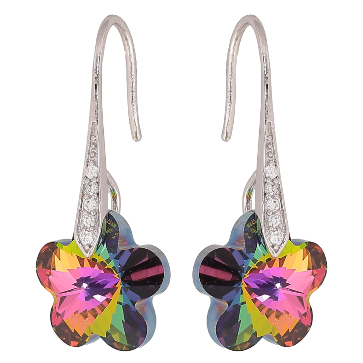 Серьги Xuping цвет Родий с кристаллами Swarovski французский замок "Кристальные цветочки Vitrail Medium" фото №7 Серьги Xuping цвет Родий с кристаллами Swarovski французский замок "Кристальные цветочки Vitrail Medium" фото №7