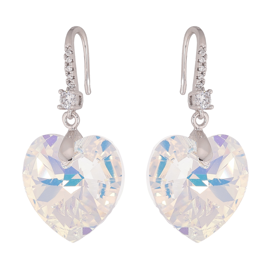 Сережки Xuping колір Родій з кристалами Swarovski французький замок "Кристальні серця Shimmer" фото №1