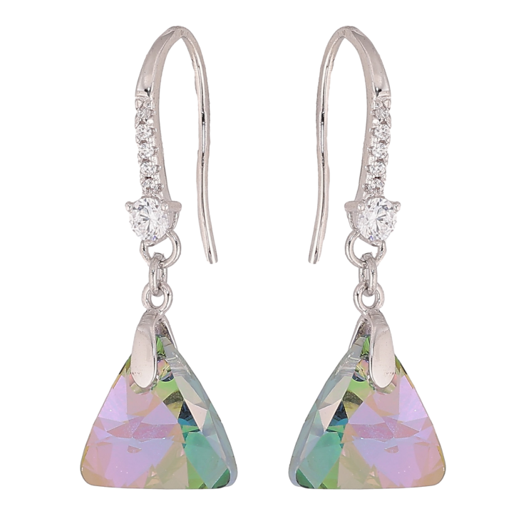 Серьги Xuping цвет Родий с кристаллами Swarovski французский замок "Кристальные треугольники Vitrail Light" фото №12 Серьги Xuping цвет Родий с кристаллами Swarovski французский замок "Кристальные треугольники Vitrail Light" фото №12