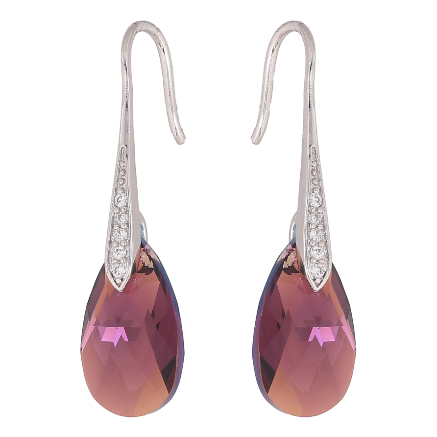 Серьги Xuping цвет Родий с кристаллами Swarovski французский замок "Кристаллы Burgundy" фото №1 Серьги Xuping цвет Родий с кристаллами Swarovski французский замок "Кристаллы Burgundy" фото №1
