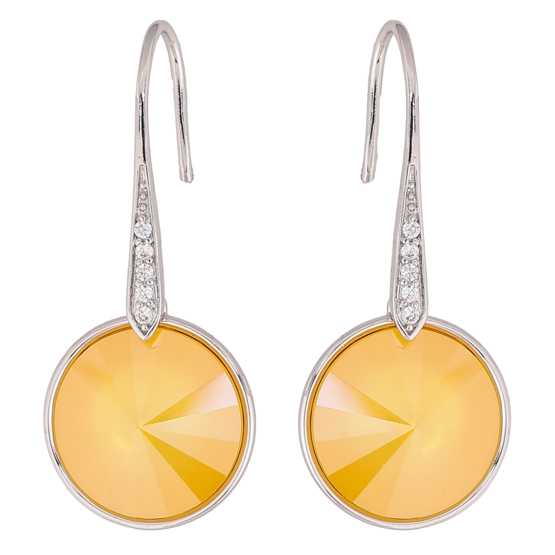 Серьги Xuping цвет Родий с кристаллами Swarovski французский замок "Кристаллы Buttercup" фото №1