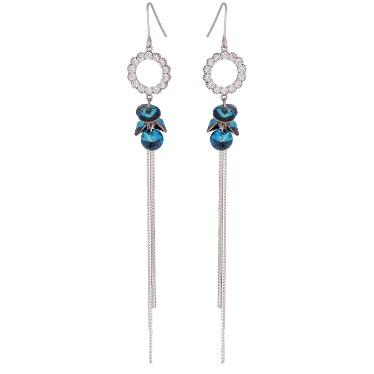 Серьги Xuping цвет Родий с кристаллами Swarovski французский замок "Кристаллы Metallic Blue на колечках" фото №24 Серьги Xuping цвет Родий с кристаллами Swarovski французский замок "Кристаллы Metallic Blue на колечках" фото №24