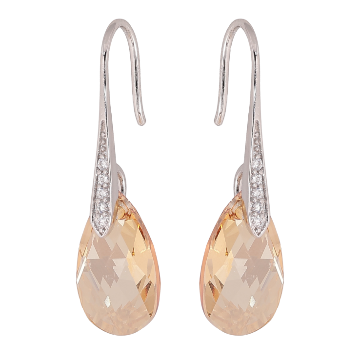 Сережки Xuping колір Родій з кристалами Swarovski французький замок «Кристали Golden Shadow» фото №2 Сережки Xuping колір Родій з кристалами Swarovski французький замок «Кристали Golden Shadow» фото №2