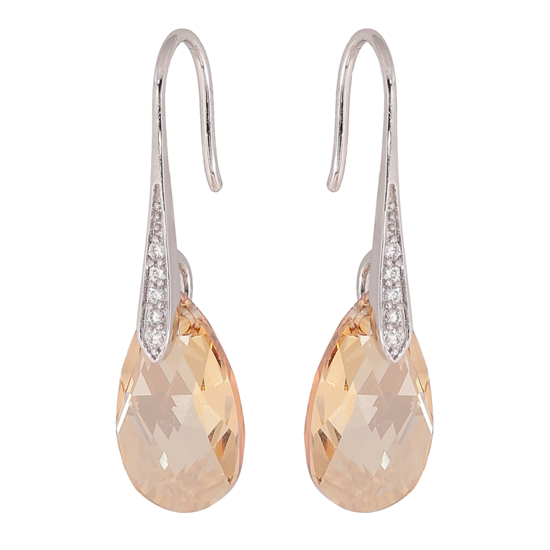 Серьги Xuping цвет Родий с кристаллами Swarovski французский замок "Кристаллы Golden Shadow" фото №1