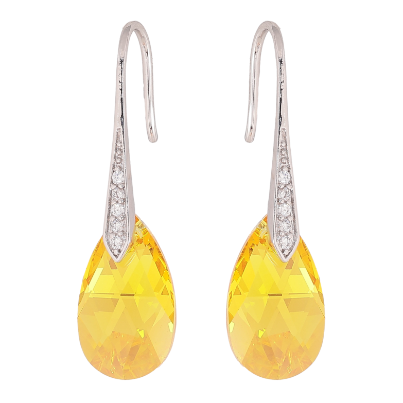 Серьги Xuping цвет Родий с кристаллами Swarovski французский замок "Кристаллы Sunflower" фото №1